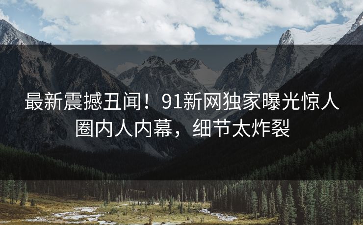 最新震撼丑闻！91新网独家曝光惊人圈内人内幕，细节太炸裂  第1张