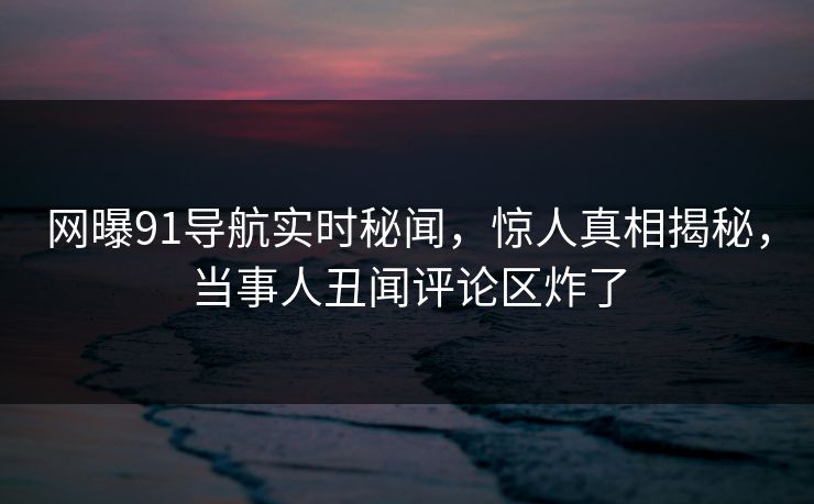 网曝91导航实时秘闻，惊人真相揭秘，当事人丑闻评论区炸了