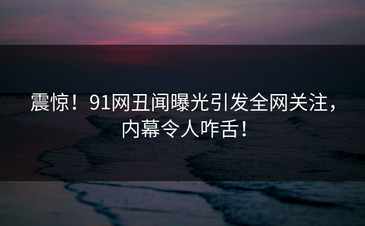 震惊！91网丑闻曝光引发全网关注，内幕令人咋舌！