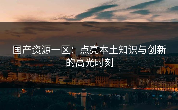 国产资源一区：点亮本土知识与创新的高光时刻