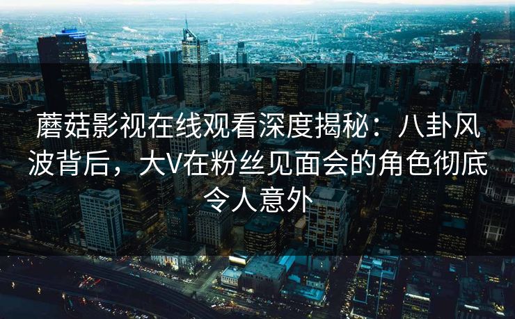 蘑菇影视在线观看深度揭秘:八卦风波背后,大V在粉丝见面会的角色彻底令人意外