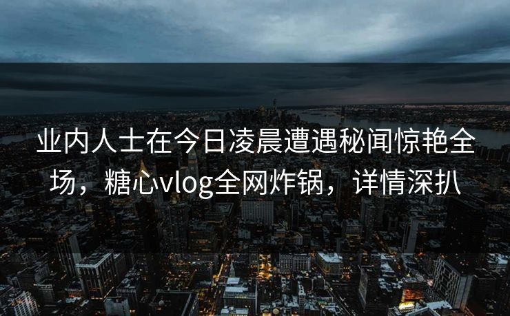 业内人士在今日凌晨遭遇秘闻惊艳全场，糖心vlog全网炸锅，详情深扒