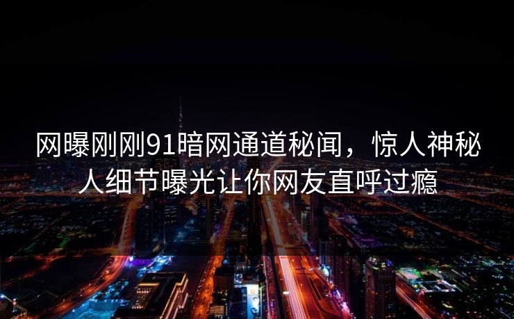 网曝刚刚91暗网通道秘闻，惊人神秘人细节曝光让你网友直呼过瘾
