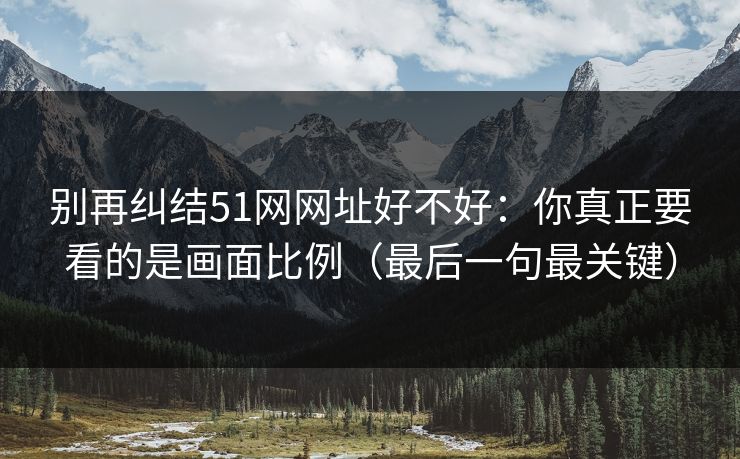 别再纠结51网网址好不好：你真正要看的是画面比例（最后一句最关键）